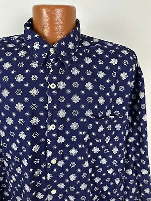 Vintage 90s GAP Bandana Print Pajama Top MENS XL Navy Blue Cowboy Rodeo Paisley • $21.24