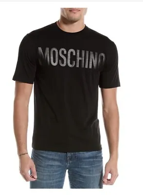 NWT Moschino 100% Organic Cotton Knitwear Logo T-Shirt Print Classic Men Black • $109.95