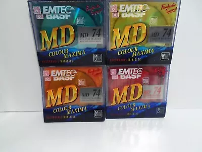 EMTEC BASF Colour Maxima MD Mini Discs 74 Minutes  4 In Total All Sealed. • £14.99