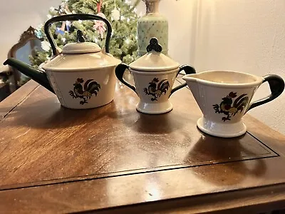 Vintage Metlox Poppytrail Provincial Rooster Teapot And Sugar And Creamer • $25