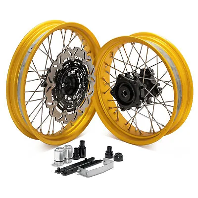 19''x17'' Front Rear Spoked Wheels Gold Rims Black Hub Disc For Honda CB 400 X • $749.99