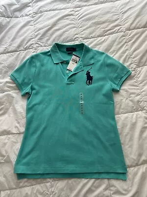 New Polo Ralph Lauren Women's Skinny Big Pony Polo Shirt Turquoise Color Size: M • $32