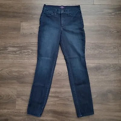 Nydj Skinny Jeans Women's 6 Mid Rise Dark Wash Lift Tuck Stretch Denim 27x30 • $18.99