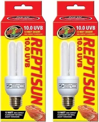 (2 Pack) Zoo Med Reptisun 10.0 Uvb Mini Compact Fluorescent • $26.99