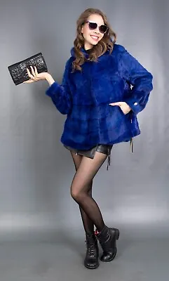 11655 New Glamorous Real Mink Coat Luxury Fur Jacket Hood Beautiful Look Size M • $1349.10