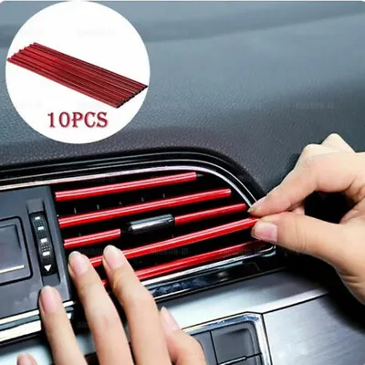 10x Auto Car Accessories Red Air Conditioner Outlet Decoration Strips Universal • $7.29