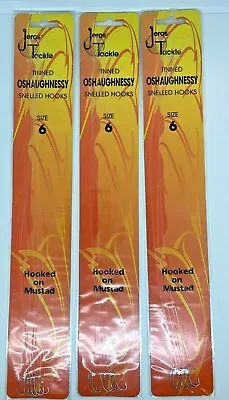 (3) Jeros Tackle Snelled Tinned O'shaughnessy Mustad Hooks - Size 6 (6 Per Pk)  • $3.50