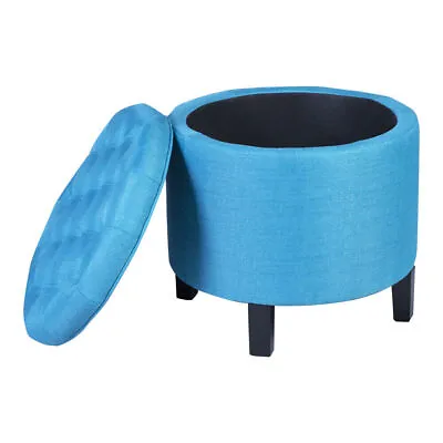 17  Round Storage Ottoman Stool Footrest Seat With Removable Lid Soft Padded • $37.95