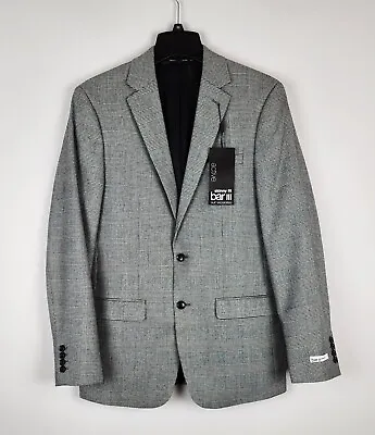 Bar III Men's Skinny-Fit Stretch Suit Jacket Black/White Plaid 40L NWT • $59.96