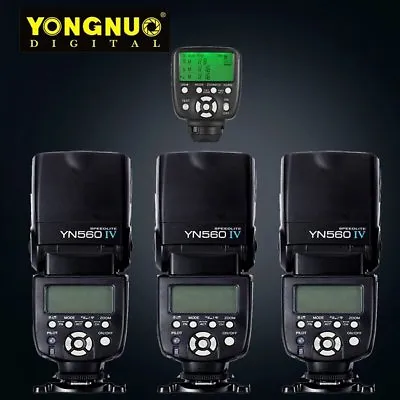 3pcs Yongnuo YN560 IV Flash + YN560-TX II LCD Wireless Controller For Canon Kit • £310.99