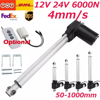 DC 12V 24V 6000N 1350lbs Electric Linear Actuator Motor 50mm ~1000mm 4mm/s Fast • £9.59