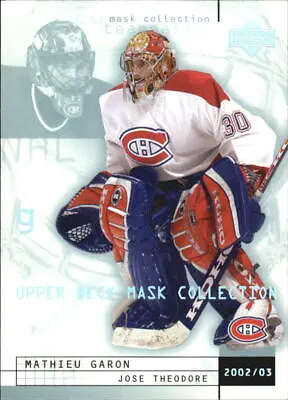2002-03 UD Mask Collection Canadiens Hockey Card #46 Mathieu Garon/Jose Theodore • $1.49