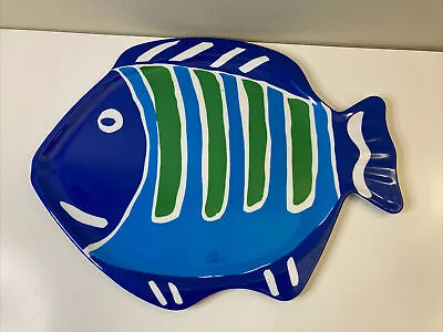 Summer Oasis Blue And Green Fish Figural Melanine Serving Platter  17.25”x13.25” • £17.26