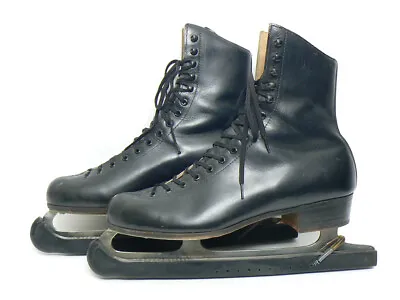 Vintage Riedell 220 By Red Wing Minn Black Leather Ice Figure Skates Men's 10 M • $289