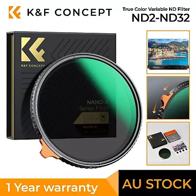 K&F Concept True Color ND2-ND32 Variable ND Lens Filter Neutral Density 49-82mm • $99.99