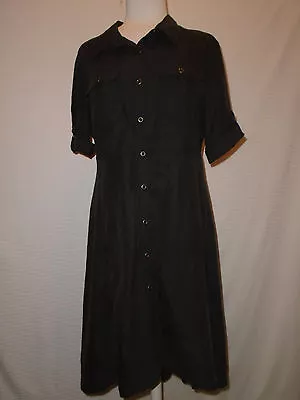 Eci New York Womans Black Button Down Short Sleeve Dress Size Medium • $24.99