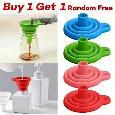 Silicone Collapsible Funnel  Foldable Silicon Hopper Kitchen Cooking Tools • £2.85