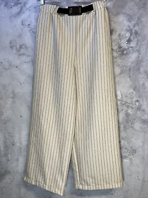 Womens Baggy Wide Leg Pinstripe Pants Reclaimed Vintage Belted US Size 6 • $16.11