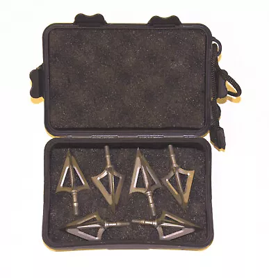 6 Broadheads 125 Grain 3 Blade Solid Made Hunting Crossbow Compound W/ Case 8/32 • $29.99