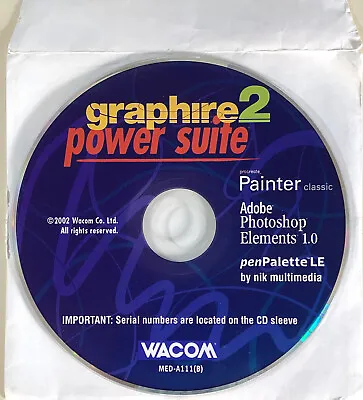 Wacom GRAPHIRE 2 Power Suite - Adobe Photoshop Elements PAINTER Pen Palette • $5