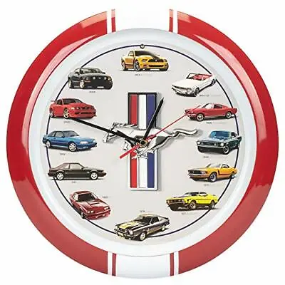 History Of Ford Mustang Wall Sound Clock 13  Red • $34.95