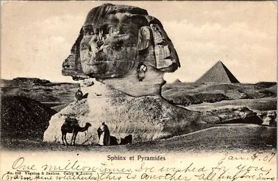 Rare Vintage Egyptian Postcard Posted 1907 - The Sphinx And The Pyramids • £28.90