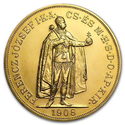 1908 Hungary Gold 100 Korona AU/BU (Restrike) • $2574.83