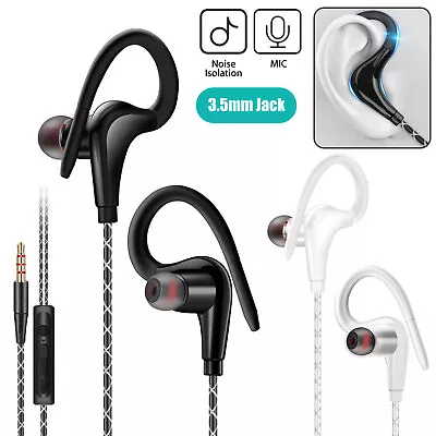 In-Ear Wired Sport Running Earphone Earbuds Over Ear Hook Headphone 3.5mm W/MIC • $8.98