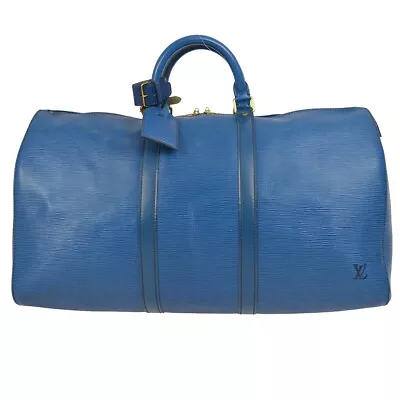 Louis Vuitton Blue Epi Keepall 50 Travel Handbag M42965 VI8910 KK00613 • $598