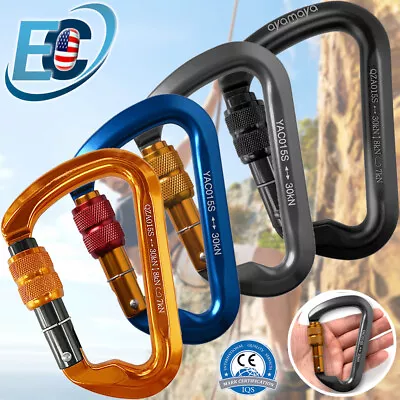 30KN Heavy Duty Screwgate Locking Carabiner D-Ring Clip Hook For Climbing Caving • $12.99