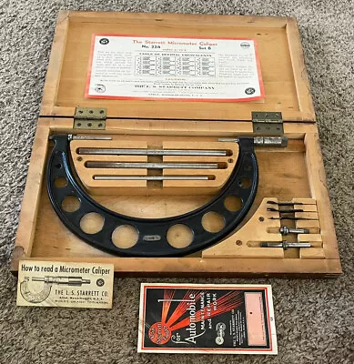 Vintage Starrett Micrometer Caliper Set #224 Set B 6  To 9  Range • $120
