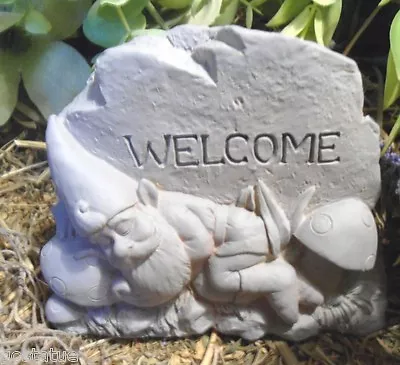 Gnome Latex Mold Welcome Rock Plaster Concrete Elf Mould 4.5  X 3.5  X 2  • $34.95