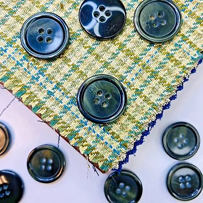 Green Vintage 2 Hole Resin Jacket Coat Blazer Buttons 1 1/8 7/8 13/16 5/8 7/16 • $10.39