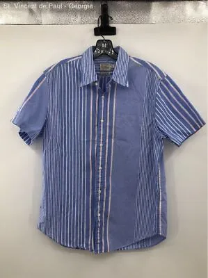 Men's J. Crew Blue W/ White Stripes 100% Cotton Button Down Shirt - Size Medium • $9.99