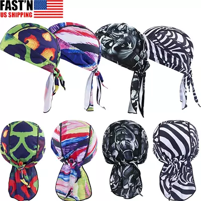 Durag Wave Cap Hat Doo Rag Biker Do Rag Head Wrap Skull Cap Du-rag For Men Women • $4.89