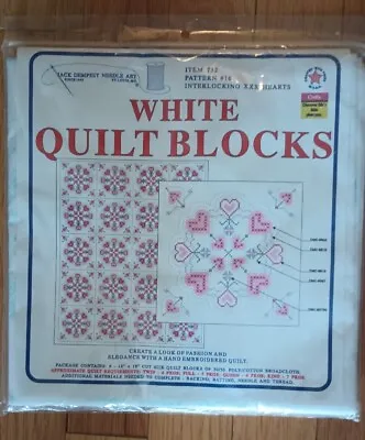 6 White Quilt Blocks Vintage Jack Dempsey Needle Art Item 732  Pattern #16... • $6