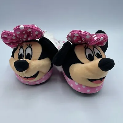 Minnie Mouse DISNEY Toddler GIRL'S Youth PINK Polka Dot SLIPPERS - SIZE S (5/6) • $5.99