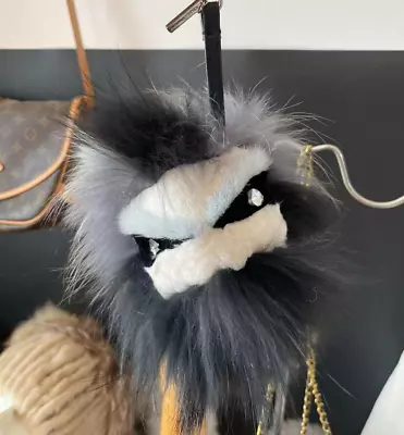 New Black Gray  Real Fox Fur Monster Bag Bug Charm Pompom Ball Keychain Pendant • $22