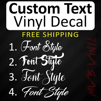 $5.99 • Buy Cursive Custom Text Vinyl Decal Sticker Script | Personalized Lettering Fancy