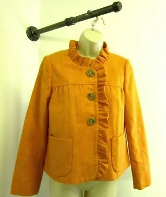 J. Crew FIONA Jacket Orange 100% Wool Cropped Herringbone Coat Women's 0 #96553 • $20