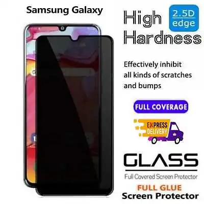 Privacy Tempered Glass Screen Protector For Samsung  A91 A90 A70 A42 A23 A13 A12 • £3.99