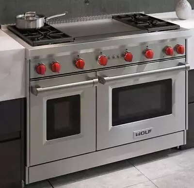 Wolf GR484DG 48  4.4 Cu.ft. 4 Sealed Burners+Double Griddle Pro-Style Gas Range • $11785