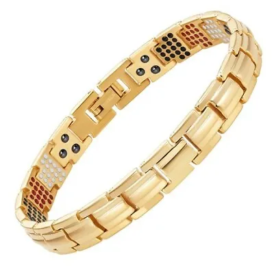 Ladies Gold Titanium Magnetic Bracelet For Pain Relief + Box & Link Remover • £30