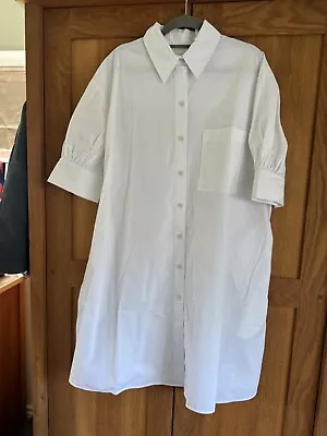 COS NEW Cotton White Shirt Dress Size 10/36 Generous Size • £12.50