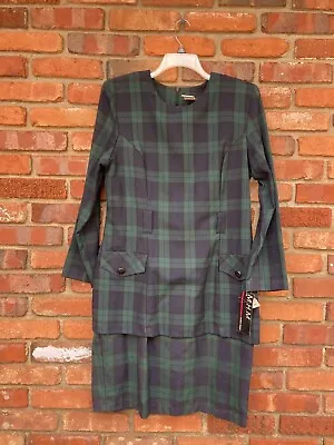 NEW M.H.M MHM Melissa Harper Vintage Green & Navy Plaid Dress Size 14 • $19.95