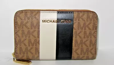 Michael Kors Jet Set Small Zip Around Card Case Husk Brown Multi Signature  NWT • $39.99