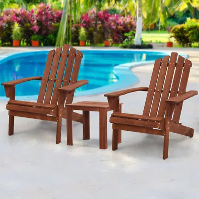 $221.72 • Buy Gardeon Outdoor Lounge Setting Beach Table Chairs Wooden Indoor Patio 3pc Set