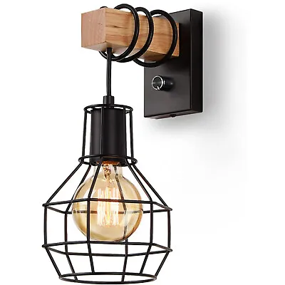 Industrial Wall Lamp Indoor Cage Wall Lights E27 Vintage Industrial Wall Light • £15.89