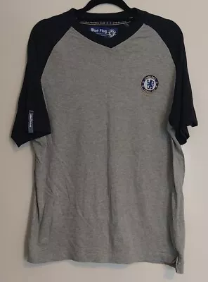 Chelsea Fc Blue Flag T Shirt Grey Raglan Size M • $20