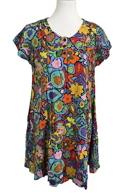 Vtg 90s Passports Pier 1 Collared Dress Funky Fun Art To Wear Artsy Size Small • $29.40